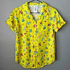 Disney Toy Story Summer Splash Vacation Hawaiin Button Down Shirt Women Small